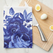 Live Life Fully Blue Floral Kitchen Towel Theedoek (Quarter Fold)