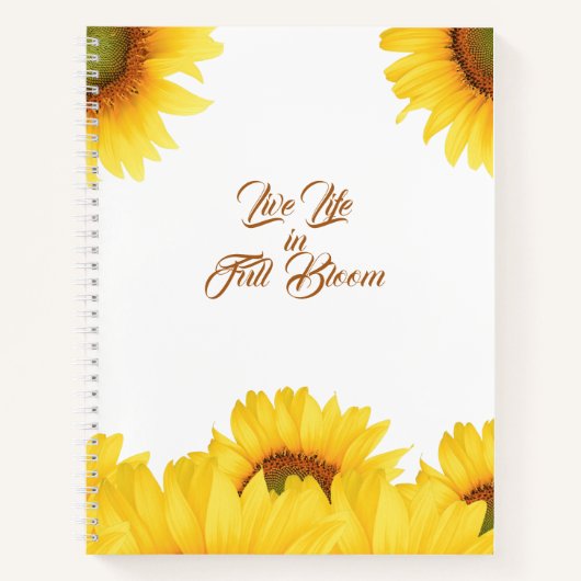 Live Life in Full Bloom Quote Sunflower Writers Notitieboek (Voorkant)