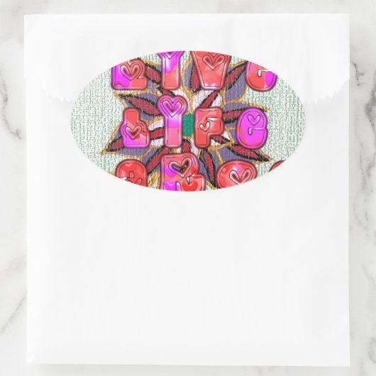 "Live Life Large" Kunstdruk Ovale Sticker (Tas)