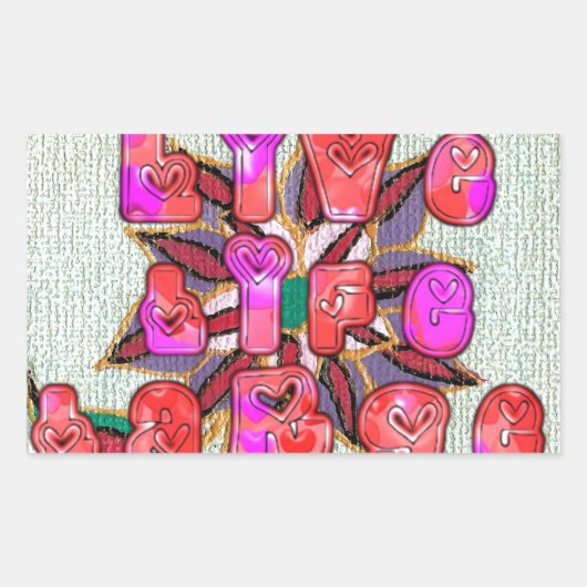 "Live Life Large" Kunstdruk Rechthoekige Sticker (Voorkant)