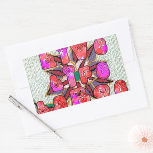 "Live Life Large" Kunstdruk Rechthoekige Sticker (Envelop)