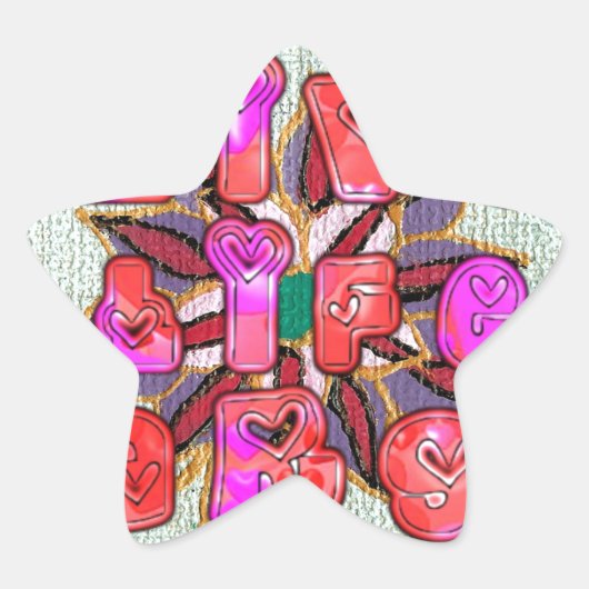 "Live Life Large" Kunstdruk Ster Sticker (Voorkant)