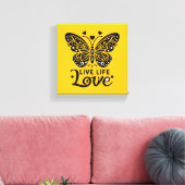 Live Life Love Butterfly Canvas Muurkunst (Insitu (Woonkamer))