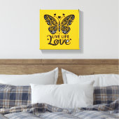 Live Life Love Butterfly Canvas Muurkunst (Insitu (Slaapkamer))