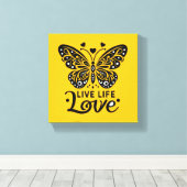 Live Life Love Butterfly Canvas Muurkunst (Insitu (Houten vloer))