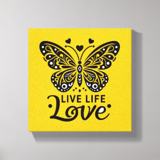 Live Life Love Butterfly Canvas Muurkunst