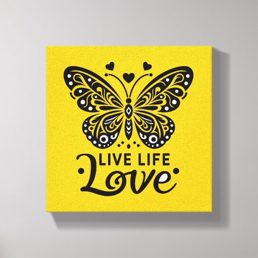 Live Life Love Butterfly Canvas Muurkunst (Voorkant)