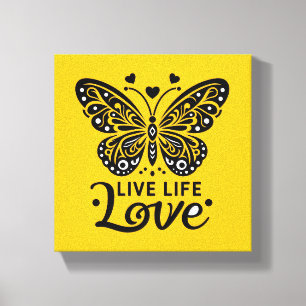 Live Life Love Butterfly Canvas Muurkunst Afdruk