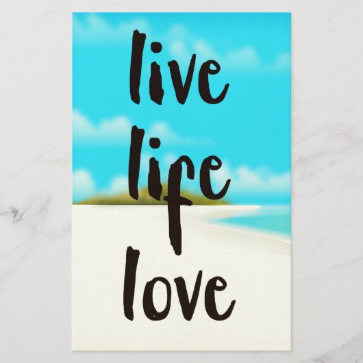 Live Life Love inspirerend quote Briefpapier (Voorkant)