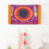 LIVE LIFE LOVE IT IN PAARSE ORANJE KUNST SPANDOEK (Insitu)