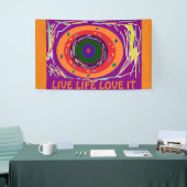 LIVE LIFE LOVE IT IN PAARSE ORANJE KUNST SPANDOEK (Beurs)