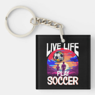 Live Life Play Voetbal, Football Fan Accessoire Sleutelhanger