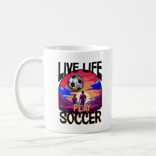 Live Life Speel Voetbal, Football Fan Sports Koffiemok