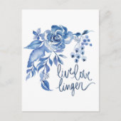 Live Linger | Blue Rose Floral Briefkaart (Voorkant)