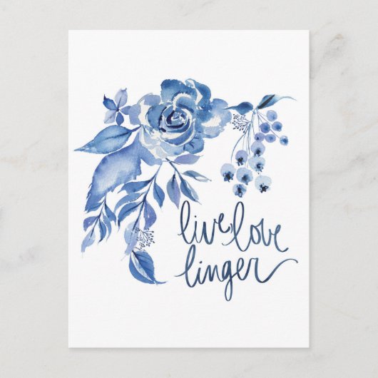 Live Linger | Blue Rose Floral Briefkaart (Voorkant)