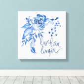 Live Linger | Blue Rose Floral Canvas Afdruk (Insitu (Houten vloer))