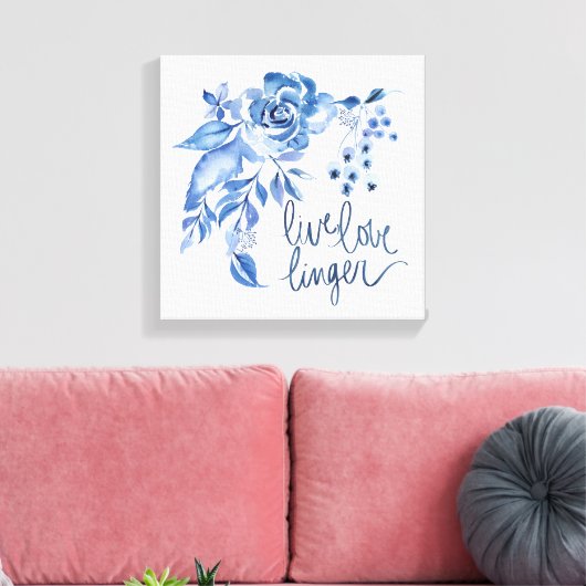 Live Linger | Blue Rose Floral Canvas Afdruk (Insitu (Woonkamer))
