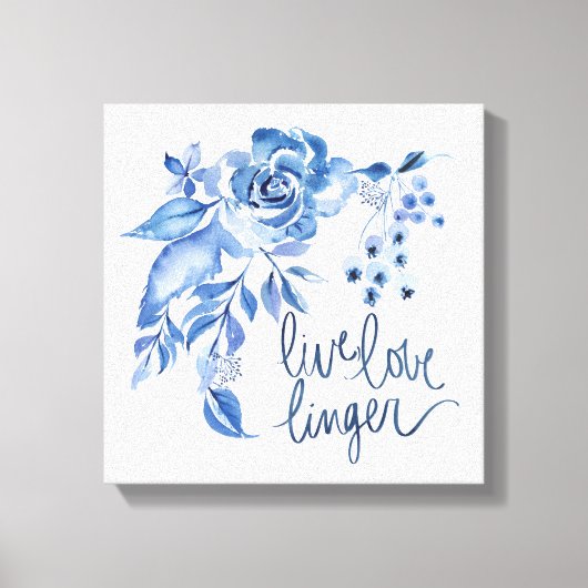 Live Linger | Blue Rose Floral Canvas Afdruk (Voorkant)