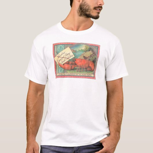 Live Lobster -  etiket met voedselkratten T-shirt (Voorkant)