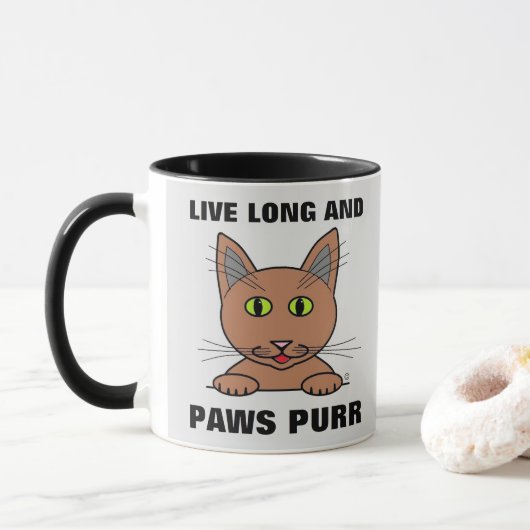 Live Long en Paws Spint Funny Cat Mok (Met donut)