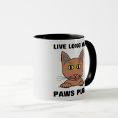 Live Long en Paws Spint Funny Cat Mok (Voorkant rechts)