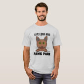 Live Long en PAWS SPINT Funny Cat Pun T Shirt (Voorkant volledig)