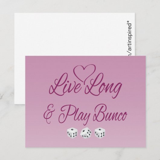 Live Long en Play Bunco Briefkaart (Voorkant / Achterkant)