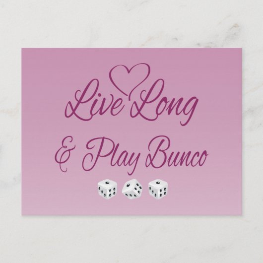 Live Long en Play Bunco Briefkaart (Voorkant)