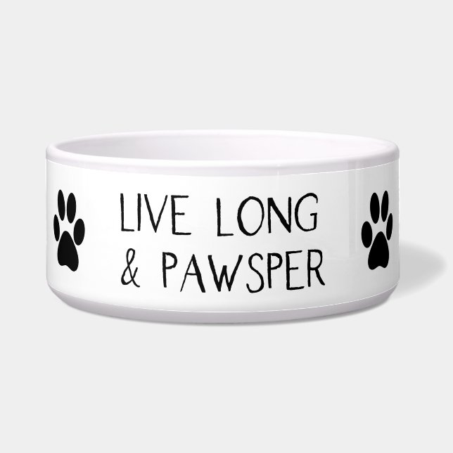 Live Long Pawsper | Pawprinters Voerbakje (Voorkant)