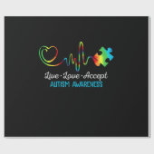 Live Love Accept Autism Awareness Cadeaupapier (Vlak)