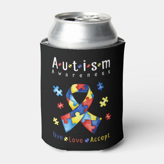 Live, Love, Accept, Autism Awareness, Funny Autism Blikjeskoeler (Blikje Voorkant)