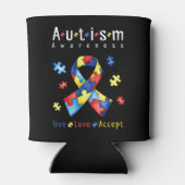 Live, Love, Accept, Autism Awareness, Funny Autism Blikjeskoeler (Achterkant)