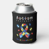 Live, Love, Accept, Autism Awareness, Funny Autism Blikjeskoeler (Blikje Achterkant)