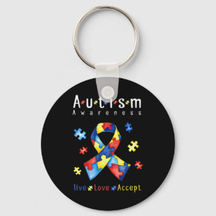 Live, Love, Accept, Autism Awareness, Funny Autism Sleutelhanger