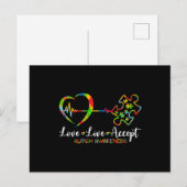 Live Love Accept Autism Awareness Mannen Women Kin Briefkaart (Voorkant / Achterkant)