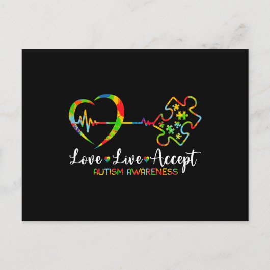 Live Love Accept Autism Awareness Mannen Women Kin Briefkaart (Voorkant)