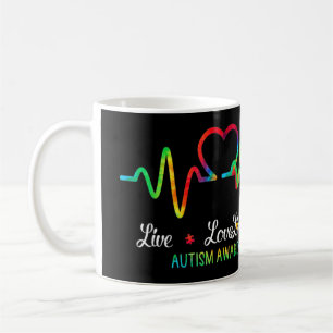 Live Love Accept Autism Awareness Month Shirt, Hea Koffiemok