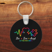 Live Love Accept Autism Awareness Month Shirt, Hea Sleutelhanger (Voorkant)