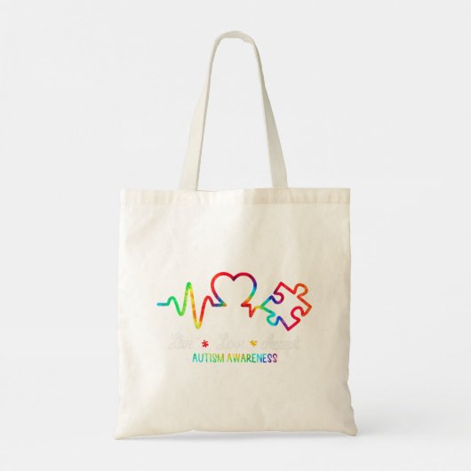 Live Love Accept Autism Awareness Month Shirt, Hea Tote Bag (Achterkant)