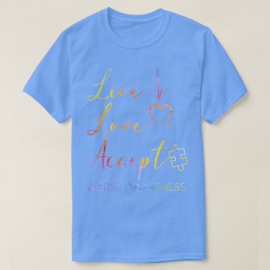Live, Love, Accept, Autism Awareness T-shirt (Design voorkant)