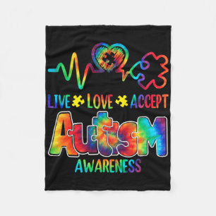 Live Love Acceptan Support Autism Awareness Suppor Fleece Deken