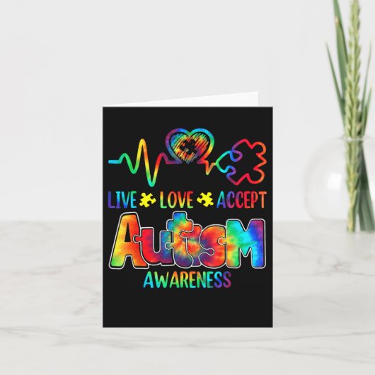 Live Love Acceptan Support Autism Awareness Suppor Kaart (Voorkant)
