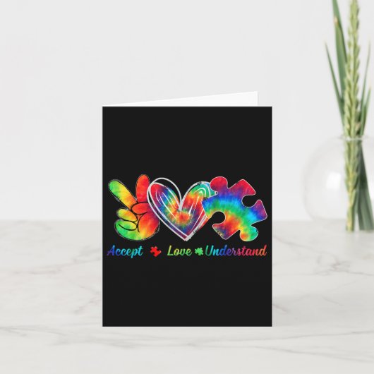 Live Love Acceptan Support Autism Awareness Suppor Kaart (Voorkant)