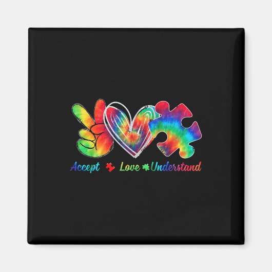 Live Love Acceptan Support Autism Awareness Suppor Magneet (Voorkant)