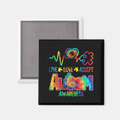 Live Love Acceptan Support Autism Awareness Suppor Magneet (Voorkant / Achterkant)