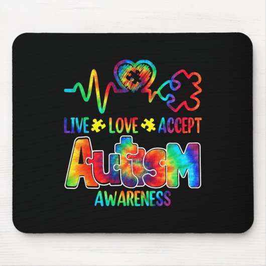 Live Love Acceptan Support Autism Awareness Suppor Muismat (Voorkant)