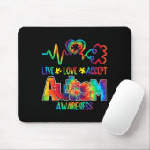Live Love Acceptan Support Autism Awareness Suppor Muismat (Met muis)