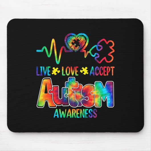 Live Love Acceptan Support Autism Awareness Suppor Muismat (Voorkant)