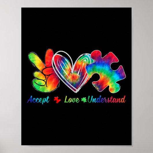 Live Love Acceptan Support Autism Awareness Suppor Poster (Voorkant)