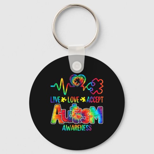 Live Love Acceptan Support Autism Awareness Suppor Sleutelhanger (Voorkant)